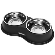 Double Stainless Steel Dog Bowls - Non-Slip Pet Food  Water Dish Set