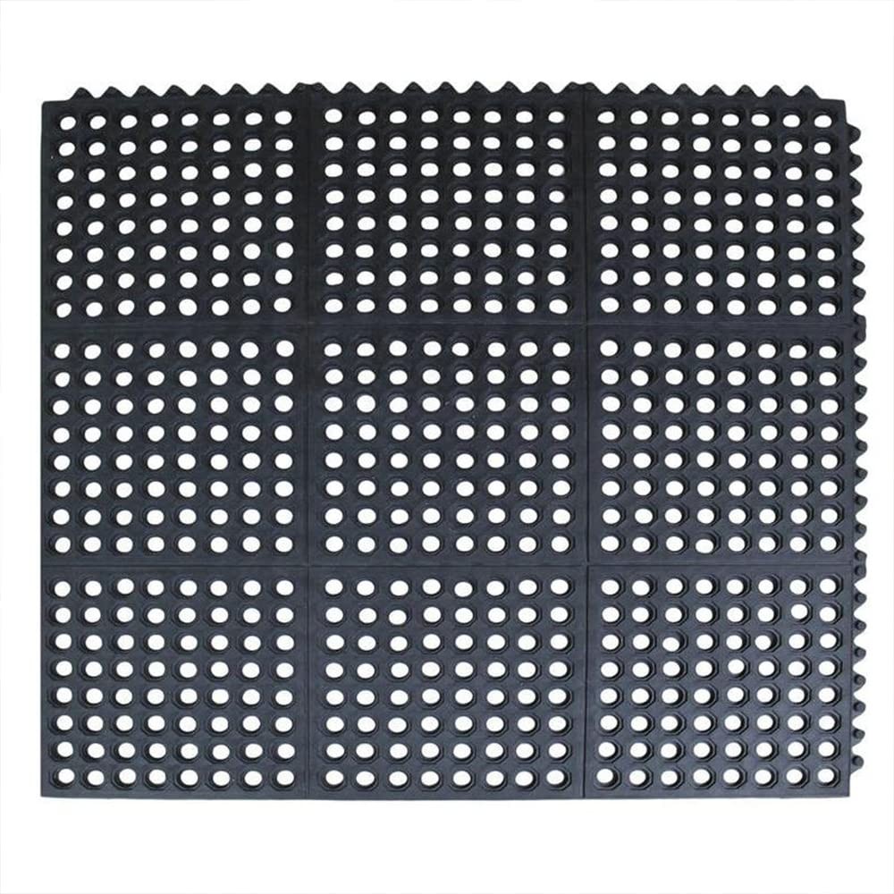 Commercial-Grade Anti-Fatigue Interlocking Rubber Floor Mat - Non-Slip Recycled Durable