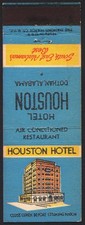 Vintage matchbook cover HOUSTON HOTEL restaurant hotel pictured Dothan Alabama