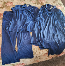 Vintage Women's Medium 3 Piece Vanity Fair Blue Pajama Set W/ Robe
