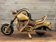 Wooden Harley Chopper-Has One Crack As Shown In Photo 