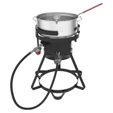 Propane Deep Fryer with 10Qt Aluminum Crawfish Boiler Pot & Strainer Basket f...