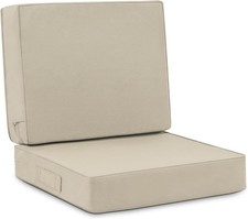 Favoyard Deep Seat Patio Cushion Set 24 24x24 In Back 24x20 In, Beige