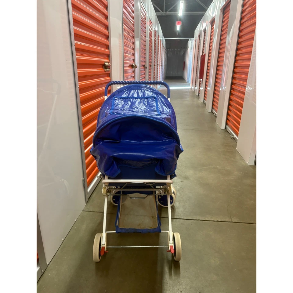 90s VTG HTF Kolcraft Stroller Silhouette Blue White Dot Print Kids Baby Toddler - Image 2 of 4