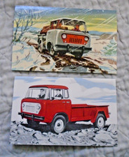 2 Vintage Jeep Fc-150 Fc-170 Fold Out Post Cards Original Winter Summer Scene