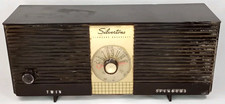 MCM Tube Radio Silvertone 9004 Brown With Twin Speakers Made In USA 1959