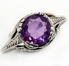 2CT Amethyst 925 Sterling Silver Filigree Ring Jewelry Sz 6,7,8,9 AZ3