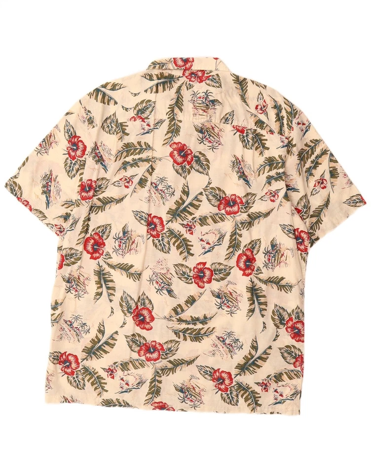 Camisa PENDLETON Para Hombres Manga Corta Grande Beige Floral Algodón Hawaiano AY14 Foto 2 de 3