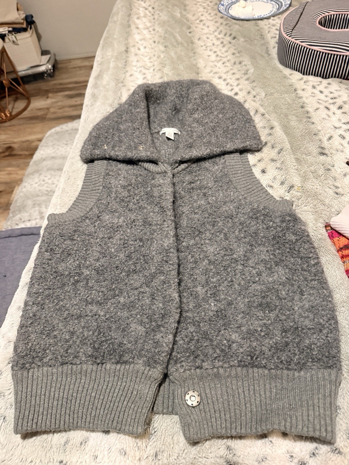 GAP Gray Button  Collared Sweater Vest - Soft - M… - image 5