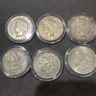 US Silver Dollar Lot - (3) Morgan & (3) Peace 1882-1926, 90% Silver Dollars