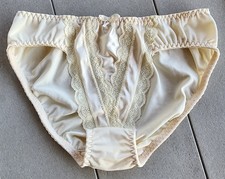 Vintage Vanity Fair Retro Semi Sheer Nylon Lace Bikini Panties Size S Hi-Cut