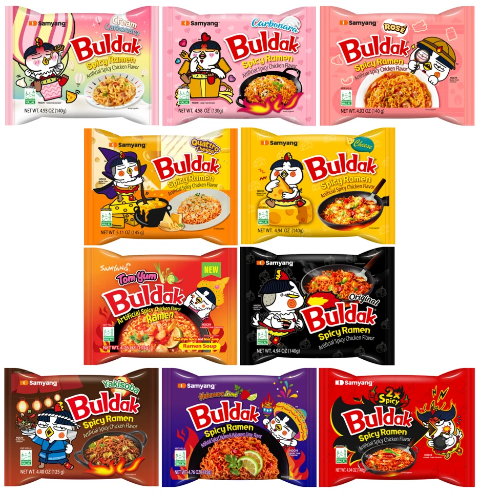 Variety Pack Samyang Buldak Spicy Chicken Flavor Ramen FAST SHIPPING