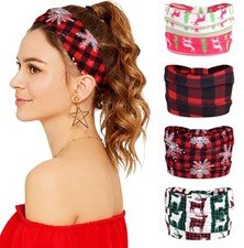 4Pcs Christmas Headbands for Adults Snowflake Head bands Non Slip Christmas