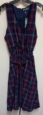 ModCloth Blue Red Plaid Midi Fit Flare Sundress Sleeveless Plus Size 1X