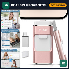 512GB 4-in-1 Flash Drive for Phone, Tablet & PC - No App Needed, Easy Photo Back