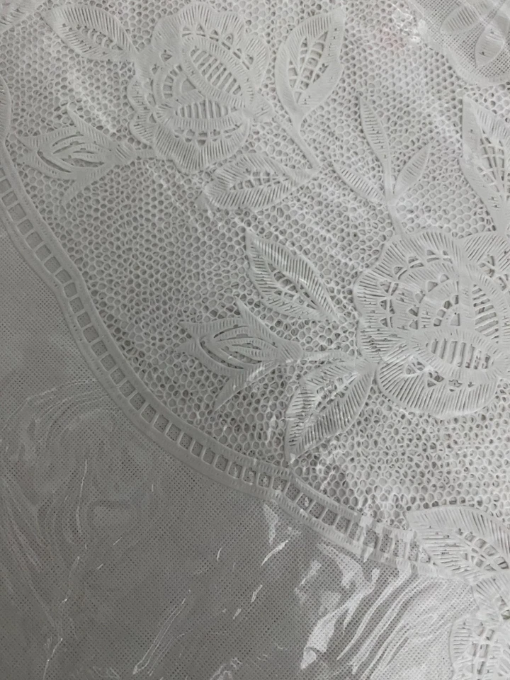 Lace 100% Vinyl Tablecloth 36"x36" Rectangular White Single-Layer Wipe Clean - Image 2 of 3