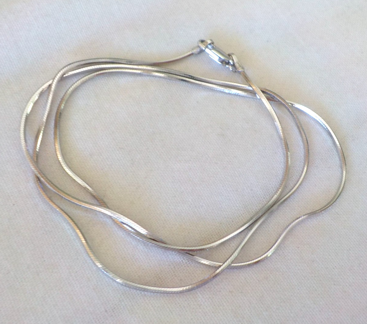 Solid 14k White Gold Solid Snake Chain Necklace -… - image 5