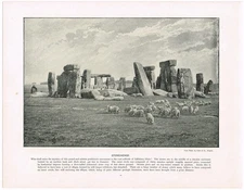 Stonehenge Wiltshire Antique Picture Old Print Victorian 1896 PEAW#10