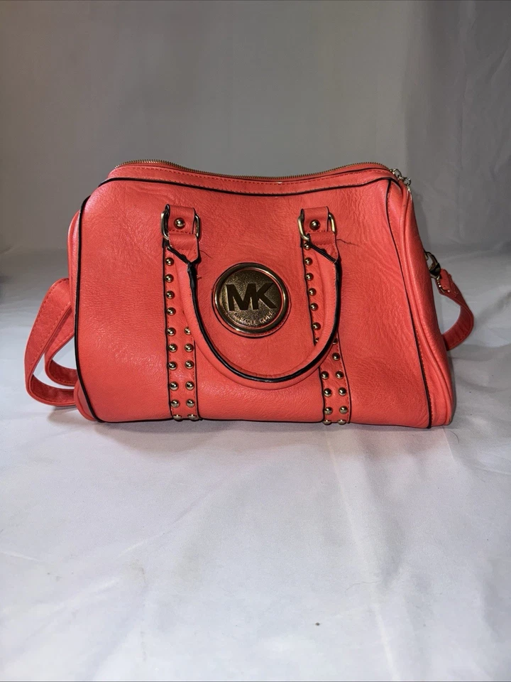 Michael Kors Bedford  Orange Leather Satchel Medium-Used - Image 2 of 4