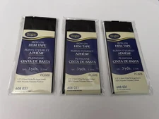 (Lot of 3) WRIGHTS  Iron-On Hem Tape Black 3 yd/2.75m x .5 wide Polyester PC608