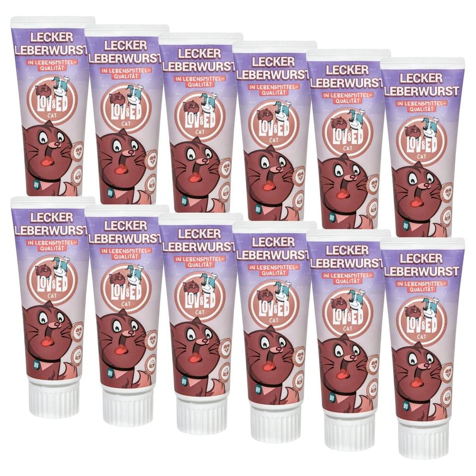 Lov&Ed Lecker Leberwurst für Katzen, 12x 75g - Lebensmittelqualität Belohnung