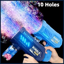10 Holes Children Electric Bubble Gun Rocket Soap Automatic Bubble Machine