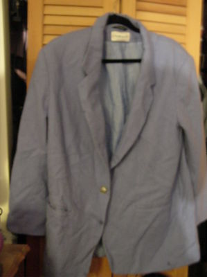 Light cornflower blue blazer wool? lined made in Russia Large 14