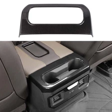 Carbon Fiber Rear Armrest Box Cup Holder Cover Trim for Chevy Silverado 1500 19+