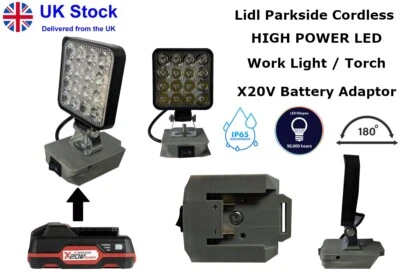 Lidl Parkside Cordless LED Work Light Torch - For X20V Drill Battery