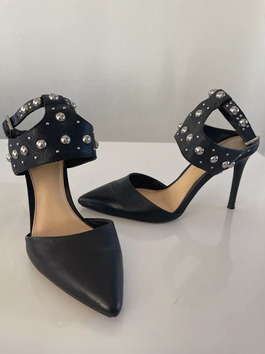 Vince Camuto Women's Ledana Studded Ankle Strap Heels Black