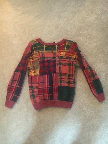 Gap Kids Hand Knit Sweater - Pink Multicolor V-Neck - 100% Cotton - Size Medium - Picture 3 of 7