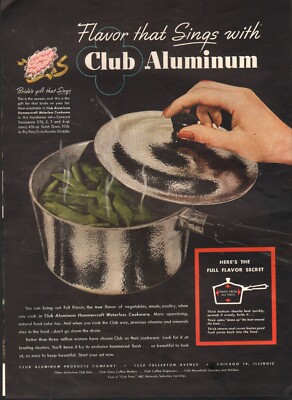 1946 Vintage ad Club Aluminum retro cookware Pot Lid Art RARE 08