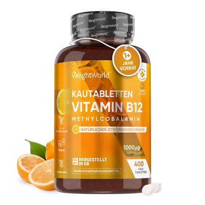 Vitamin B12 - 400Kautabletten - 1000mcg - Immunsystem, Stoffwechsel, Erschöpfung