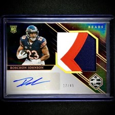 2023 Limited Football Roschon Johnson RC Rookie Jumbo Patch Auto Gold /49 SP RPA