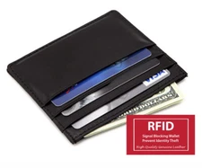 RFID Blocking Genuine Leather Men's Wallet 6 Credit Card Billfold Front Pocket