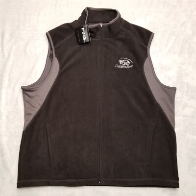 Ping Vest Mens Extra Large Black Gray Full Zip Performance Fleece Golf  Casual