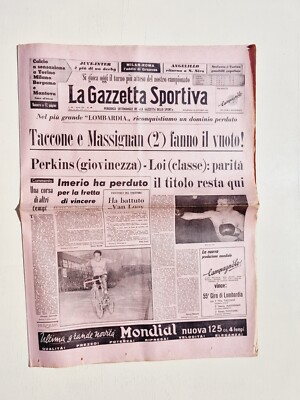 La Gazzetta dello Sport. Anno 51°, N. 255 del 27 ottobre 1947. Coppi vince anche tra fango e pioggia staccando tutti . 41° Giro di Lombardia: (1947) | Studio Bibliografico Orfeo (ALAI - ILAB