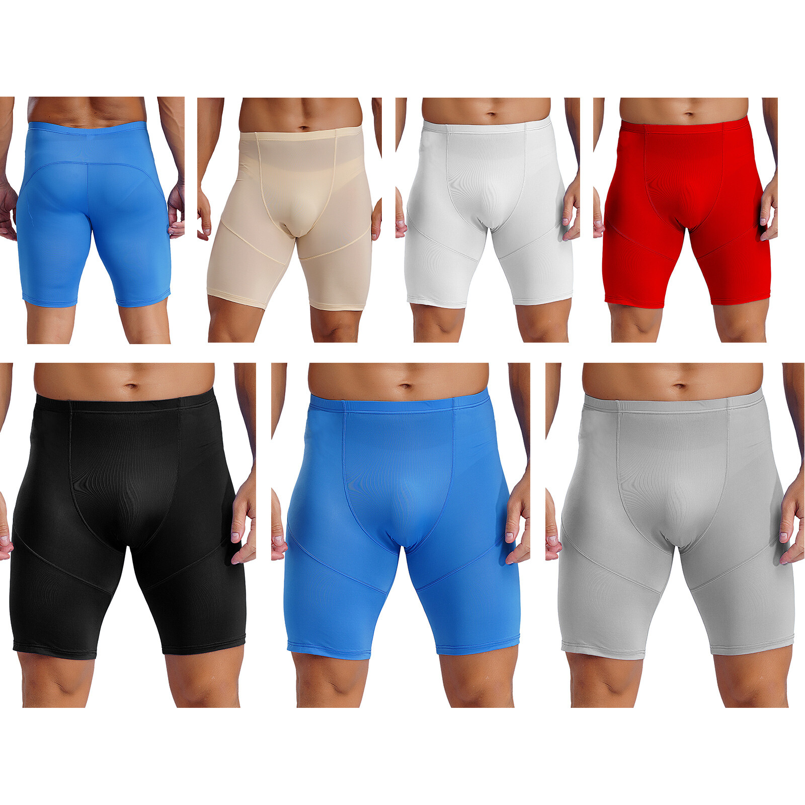 US Men Compression Shorts Knee Length Tights Short Pants Fitness Workout Shorts