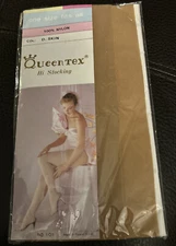 Hi Stocking Sock Women QueenTex Solid Suntan D Skin One Size Fits All NEW