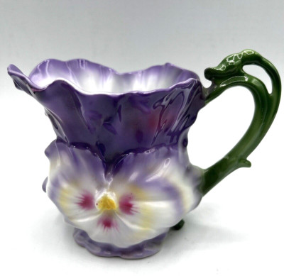 Vintage Royal Bayreuth-Purple Pansy-Handled Serving Milk Pitcher-Stunning!!!