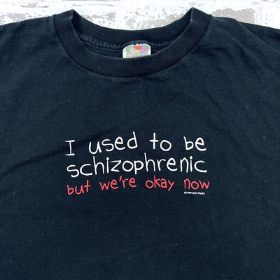 Vintage Don't Panic Shirt Men XL Black Tee 1999 90s Promo Funny Joke Adult