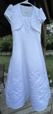 White Flower Girl Communion Baptism Formal Dress with Jacket Size 10