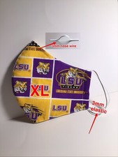 LSU tiger Face Mask Unisex Washable With Filter Pocket and Nose wire  size XL  