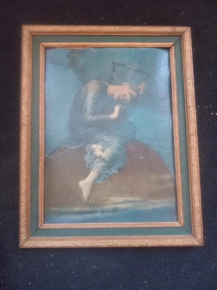 Антикварная литография ~ рамка Gesso «Надежда» Джорджа Фредерика 1886  - Изображение 2 из 4