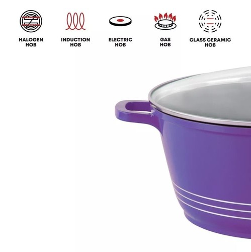 SQ Professional Ceramic Coated Non-stick Induction Stockpots - Purple - Picture 2 of 8