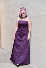 Davids Bridal Sz 10 Sleeveless Strapless Bridesmaid Formal Satin Dress Long Gown