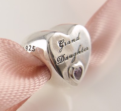 GRANDDAUGHTER'S LOVE Authentic PANDORA Pink HEART Charm/Bead