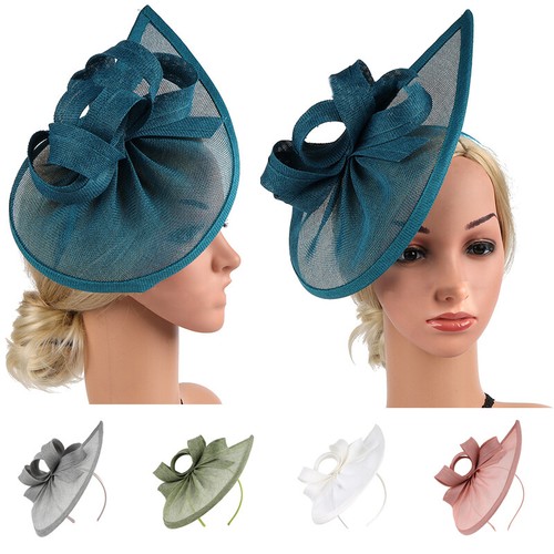 Womens Headband Linen Hat Fascinator Weddings Ladies Cocktail Tea Party Elegant - Picture 3 of 39