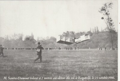 AK Ansichtskarte SANTOS-DUMONT fliegend Luftfahrt Flugzeug in BAGATELLE 1906