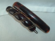 VINTAGE FAUX TORTOISE BROWN LUCITE HAIR BARRETTES HAIR ACCESSORY